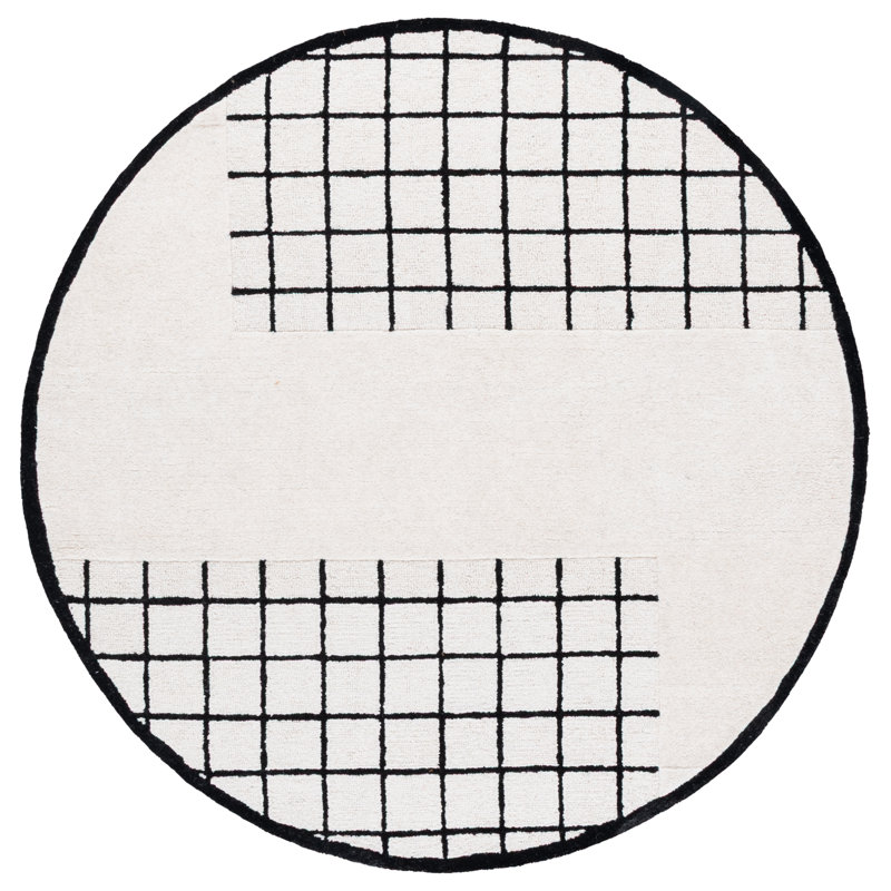 Genre 250 Hand Tufted Wool; Cotton Geometric Shapes Rug, Round 6'