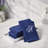 Set of 4 Navy Blue Monogrammed Towel - White Embroidered-108936629
