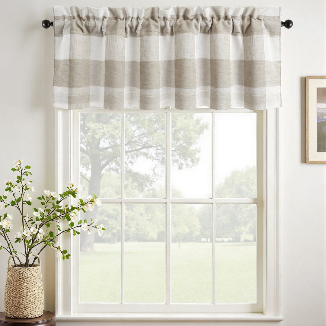 Adamari Lined Valances for Windows Buffalo Check Curtain Window Valances Woven Plaid Blackout Thermal Insulated for Kitchen, Living Room 1 Pack Gracie Oaks 