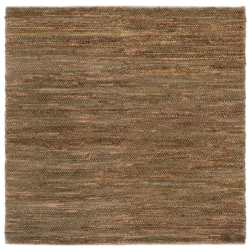Natural Fiber Couture 101 Hand Loomed Jute/Cotton Rug in Green/Natural, Square 6'
