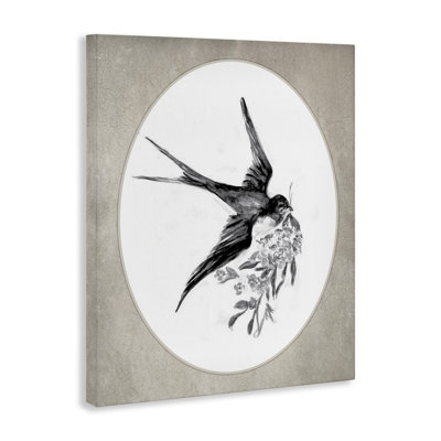 Flying Bird with Botanicals Canvas Wall Art, design by Lettered and Lined