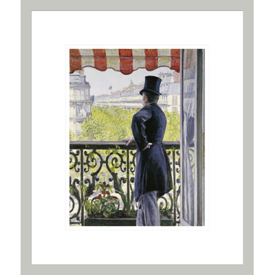 on a Balcony Boulevard Haussn by Gustave Caillebotte -Framed Giclee Print