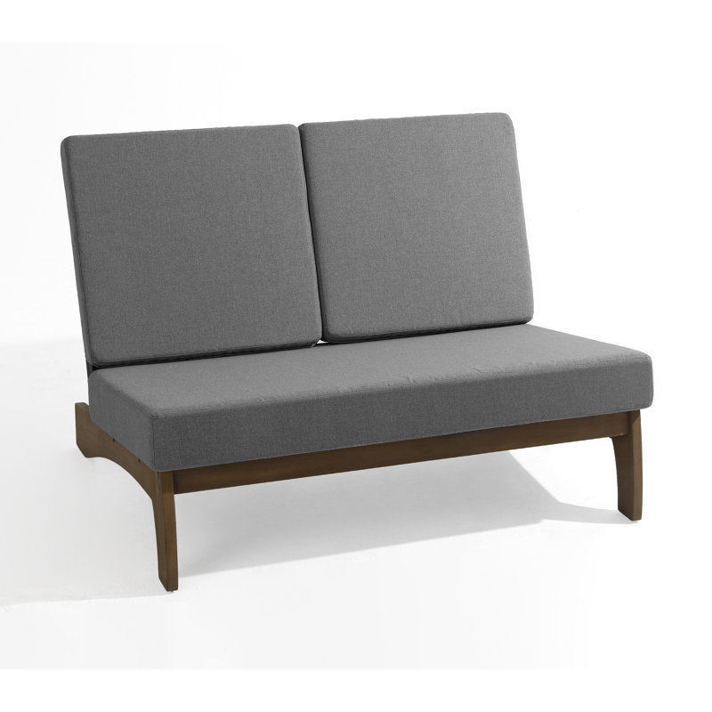 Causeuse d'extérieur avec coussins 43,9 po Polett, Gris, Brun