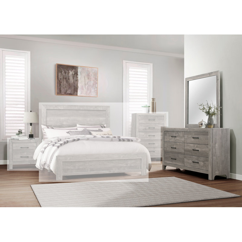 Commode 6 tiroirs avec miroir Davaya, Grey