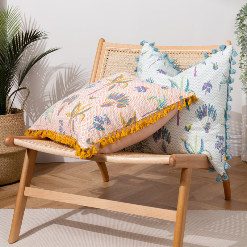Chamae Floral Square Throw Pillow Cover, Coral