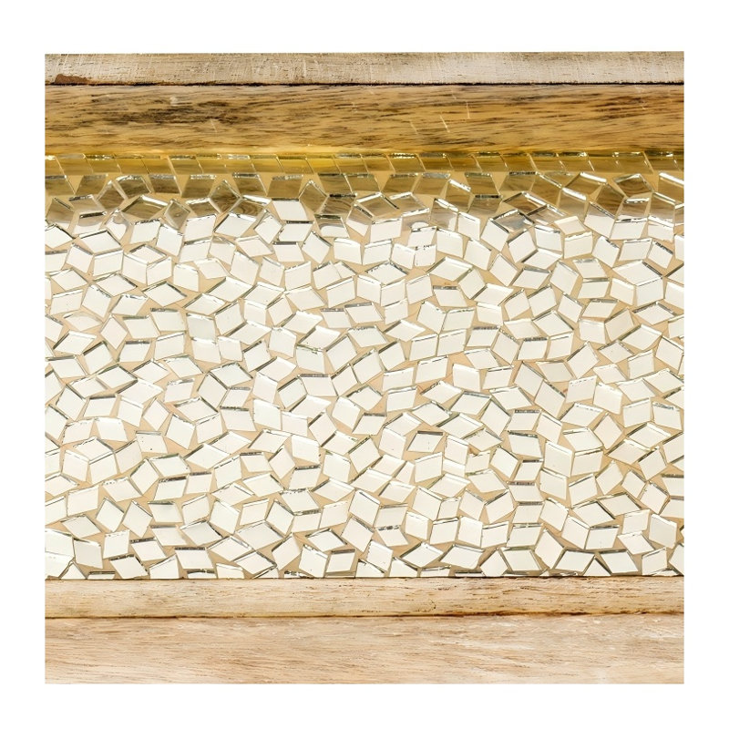 Handcrafted Wood and Silver Mosaic Vanity Tray, 12-Inch Decorative Organizer