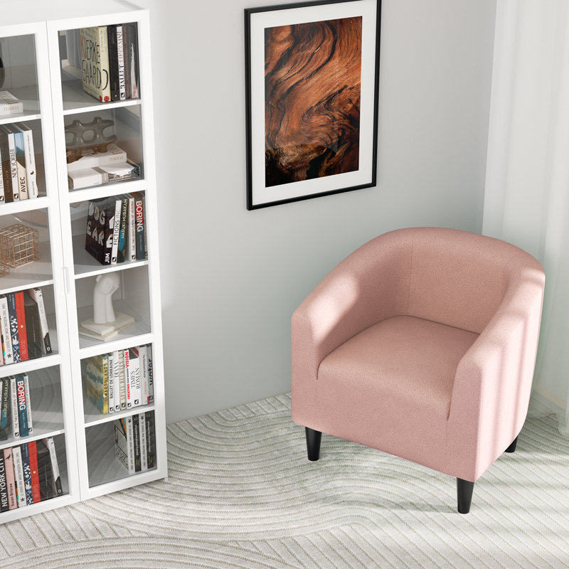 Fauteuil demi-tonneau rembourré avec accoudoirs et siège rembourré, Rose