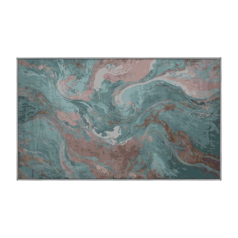Machine Washable Gray Area Rug, Rectangle 5' x 8'