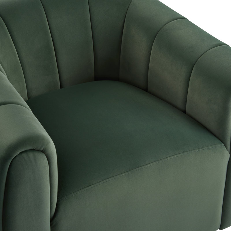 Fauteuil demi-tonneau pivotant rembourré Maravilla, Velours vert olive