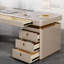 Bureau rectangulaire blanc en bois manufacturé avec 6 tiroirs-109026054