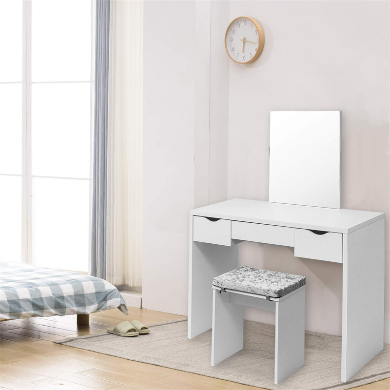 Evonne Dressing Table with Mirror, White