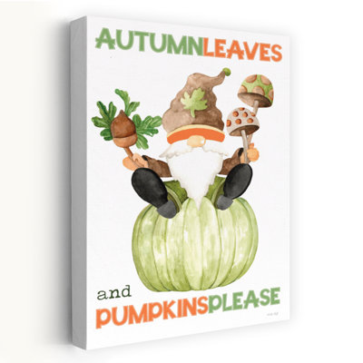 Autumn Leaves Gnome Whimsical Contemporary Autumn Nature Art