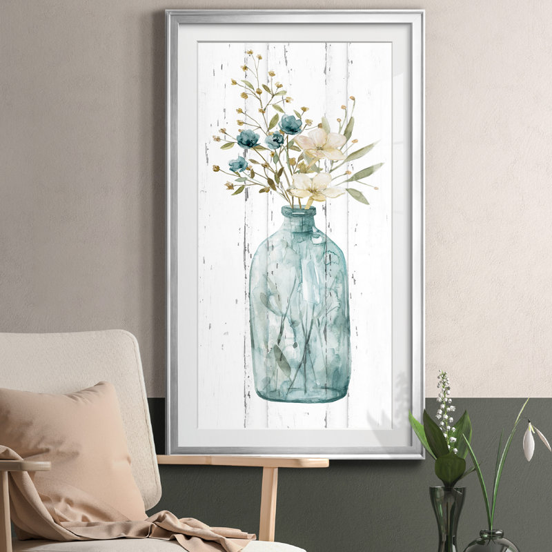 Farmhouse Flower Bouquet I - impression encadrée, H 22,5 po x l 42,5 po x P 1,5 po, Encadrement argenté