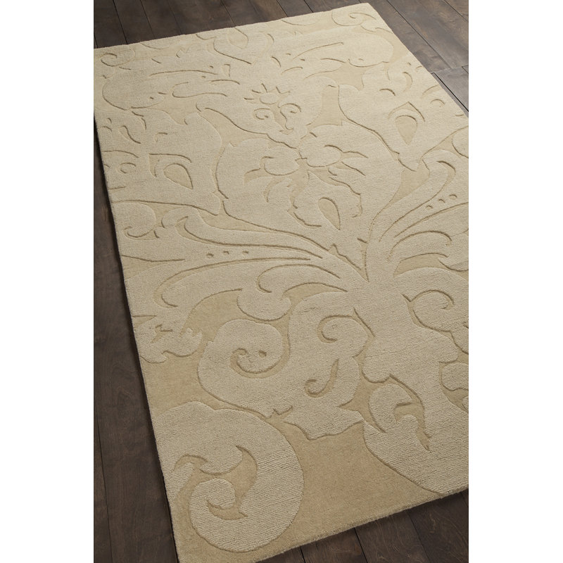 Tapis doré en laine touffeté Griagal, 5 pi x 8 pi
