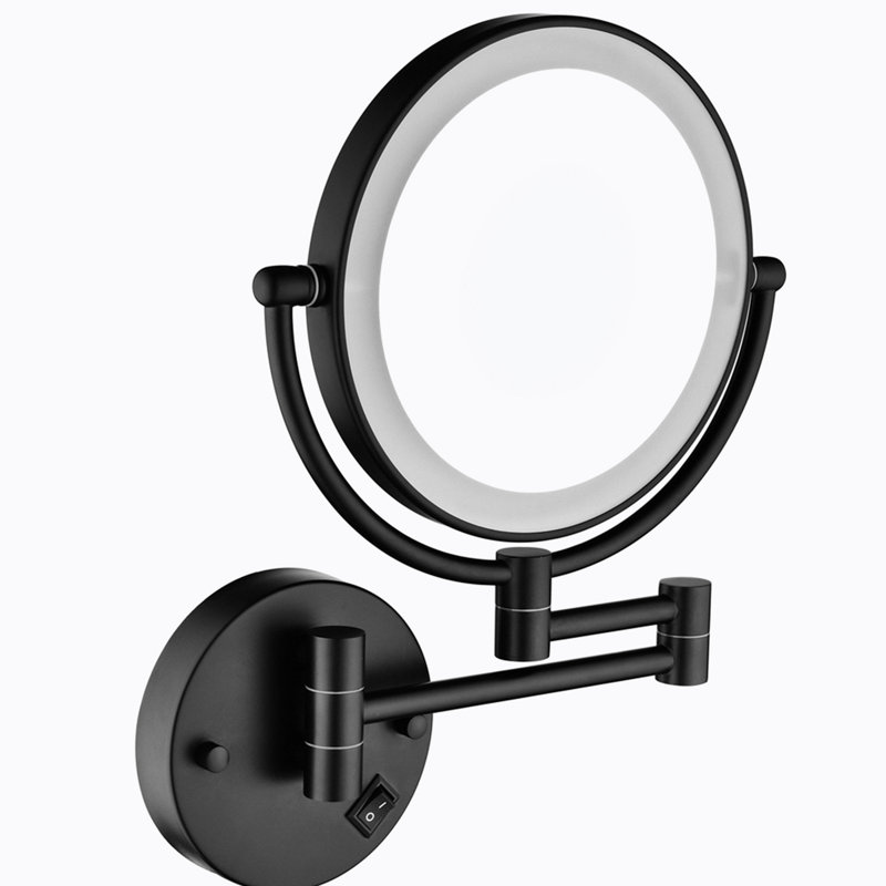 Soudan Wall Mount Rotation Mirror With Adjustive Swing Arm LED Light,3X Magnification Feature, Black