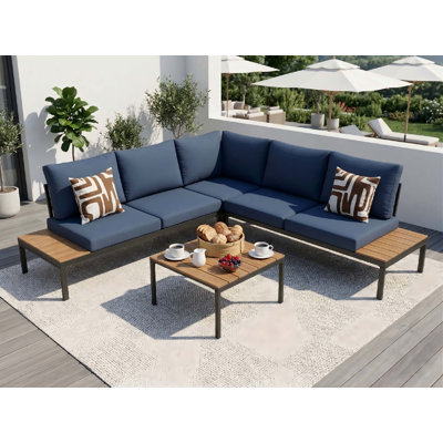 Ensemble de canapé de patio en rotin toutes saisons avec table basse en verre trempé, coussins à séchage rapide, conception tissée résistante aux rayons UV et structure en aluminium antirouille pour la vie en plein air.