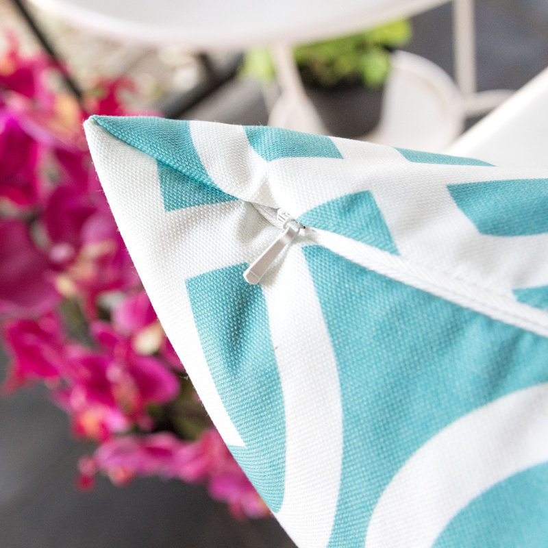 Geometric Outdoor Throw Pillow, Light Blue, 18" x 18"