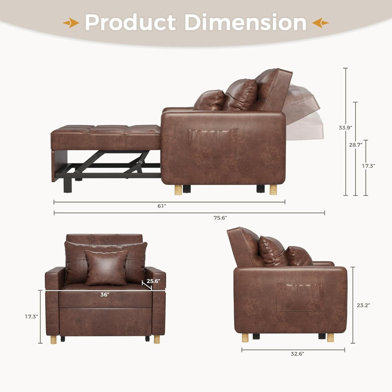Fauteuil-lit convertible 3-en-1 Heckman de 40 po