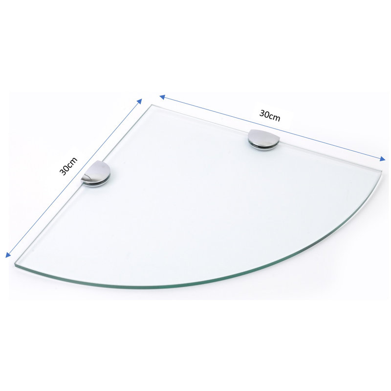 Fanney Triangle Glass Floating Shelf with Adjustable Shelves, Clear, 0.6cm H x 30cm W x 30cm D