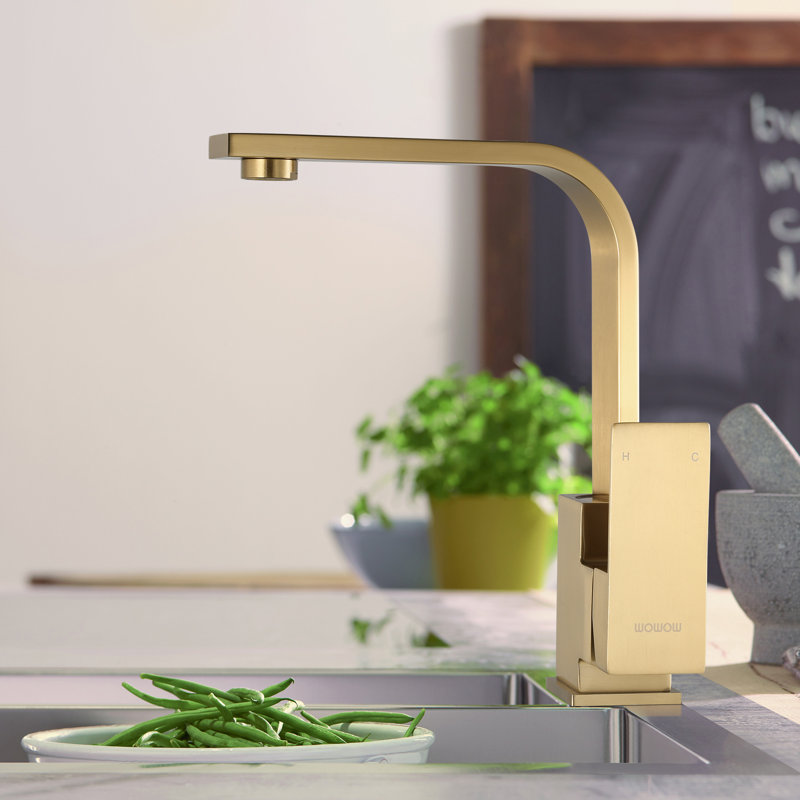 Single-Handle Stainless Steel Deck-Mount Bar Faucet for Prep or Small Sinks, Gold