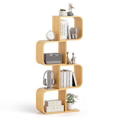 100cm H x 61cm W Bamboo / Rattan Geometric Bookcase