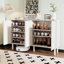 Armoire à chaussures ON-TREND Minimalist avec 5 pieds en bois massif, buffet de style crème avec portes cannelées, grande armoire de rangement à 4 portes avec tablettes réglables