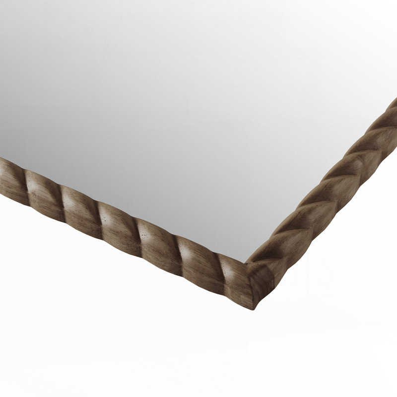 Miroir mural arqué avec cadre en bois d'hévéa tressé, Brown