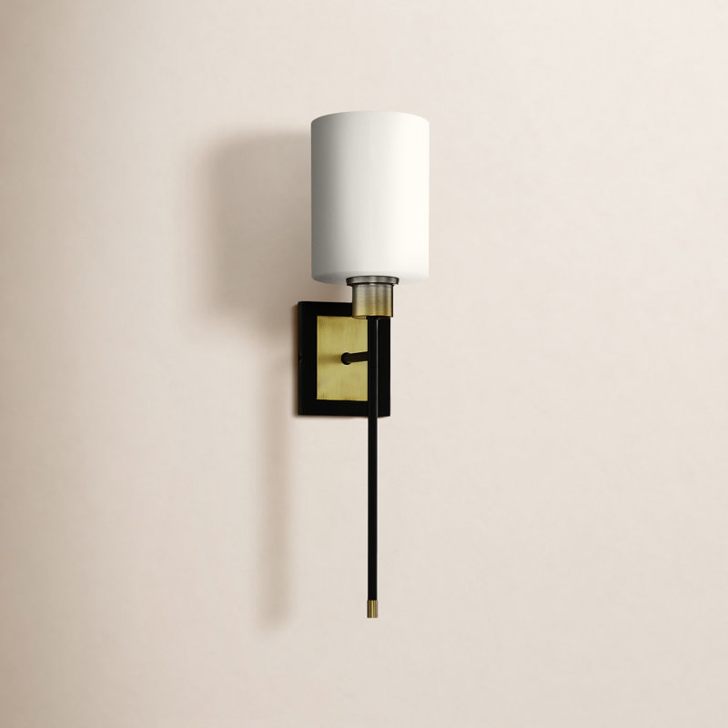  Applique murale 1 lumière Alvara en noir mat avec accents laiton chaud, Noir / laiton