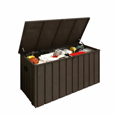 200 Gallon Metal Deck Box, Waterproof Outdoor Storage Box with Lockable Lid, Large Pool Storage Cabinet for Patio Furniture Garden Tools Pool-Supplies
