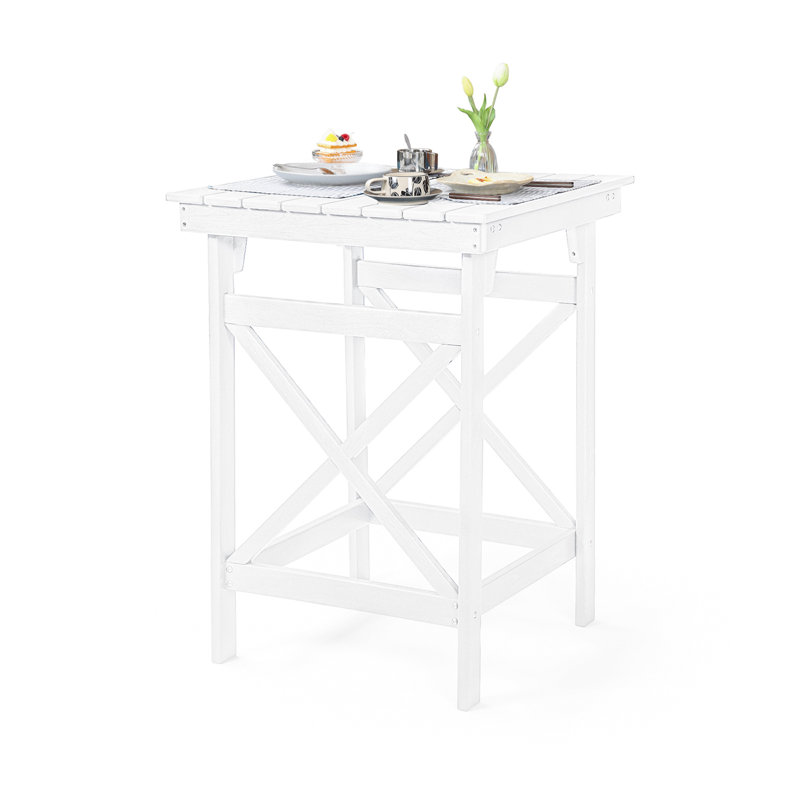 HDPE Outdoor Bar Table, 41" Adirondack Outdoor Bar Height Table, Weather Resistant HDPE Patio High Top Pub Table, Square HDPE Patio Bar Tables for Garden, Porch, Poolside, Balcony