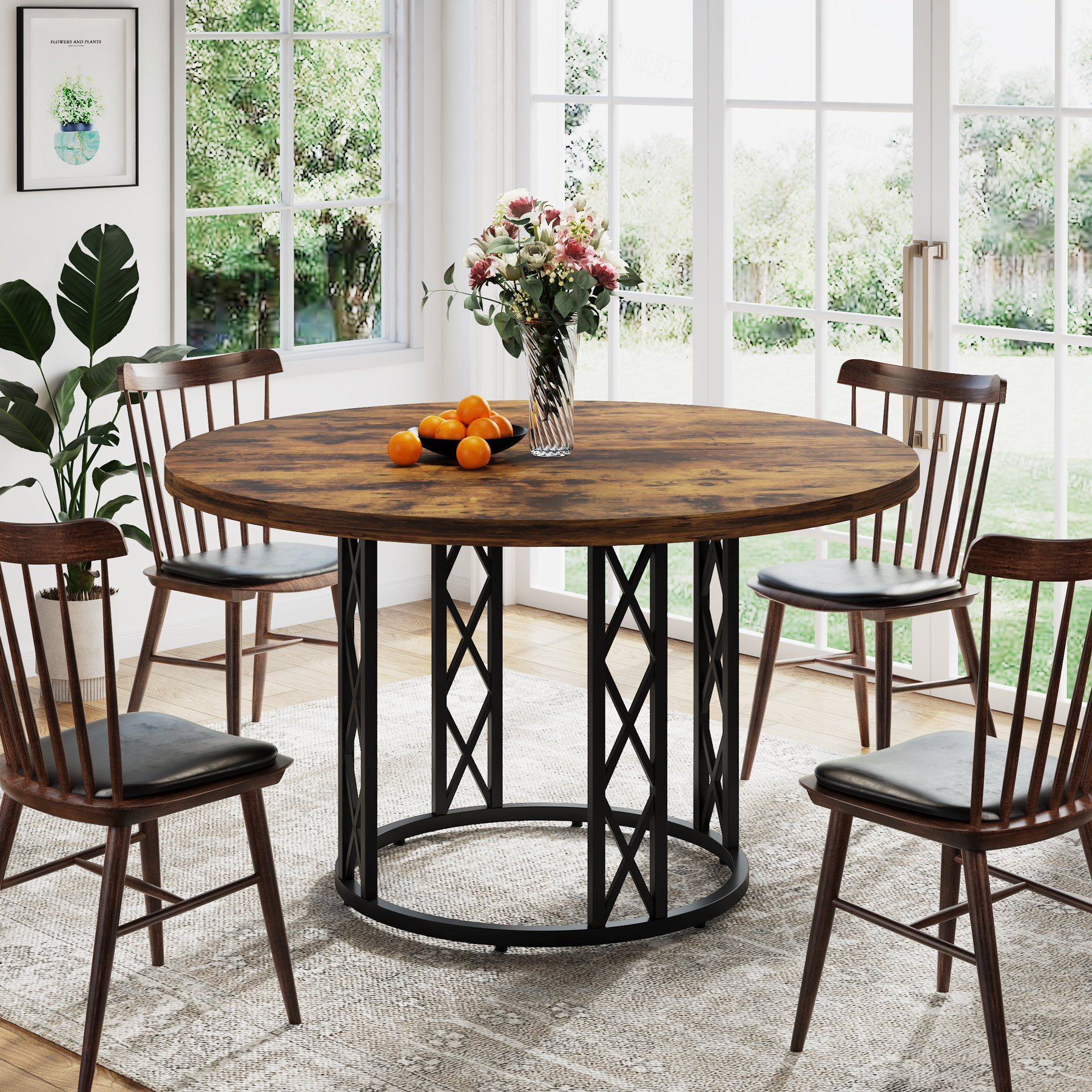 Breakwater Bay Axelrad Round Metal Base Dining Table | Wayfair