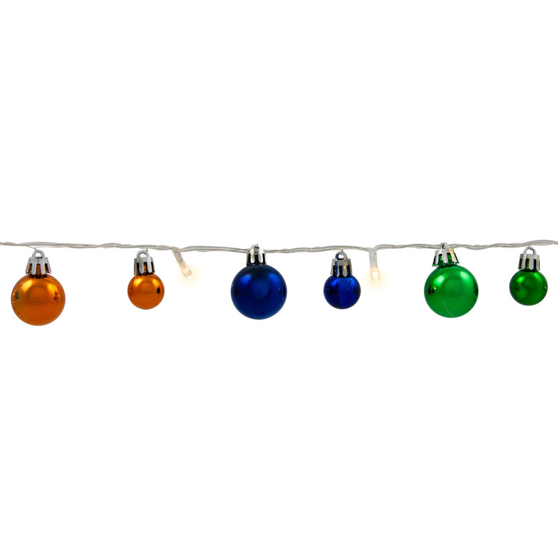 Ornement guirlandes de Noël - DEL blanc chaud - fil transparent 3 pi - 10 carats - bleu