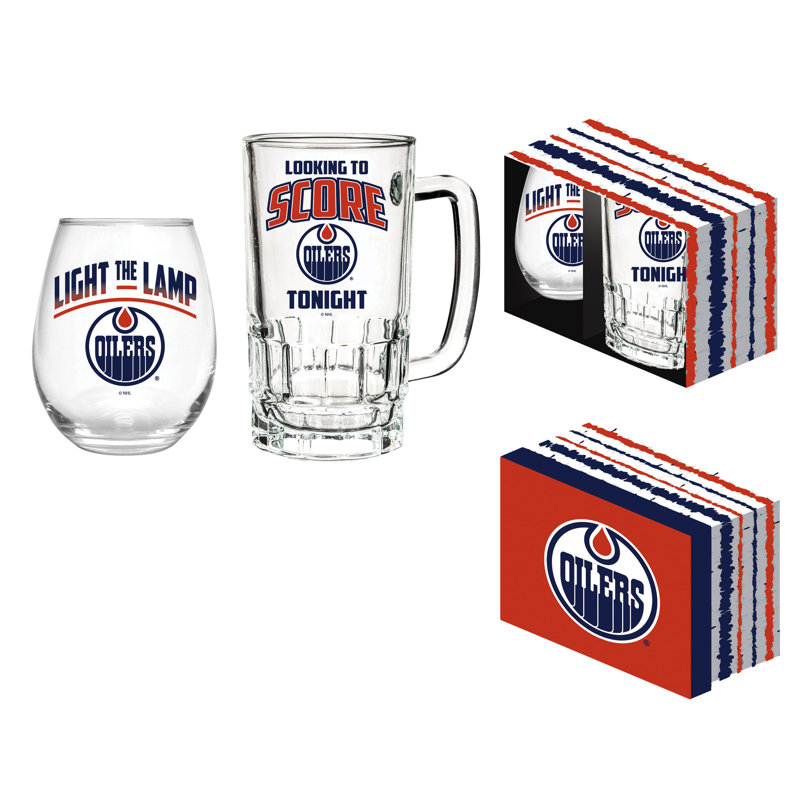 Ensemble-cadeau NHL Team Pint Glass and Wine, Oilers d'Edmonton
