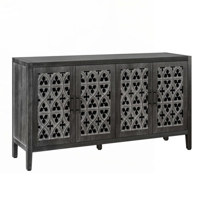 Wood Console Table with  Carved  Four Door Cabinet ,American Country Style