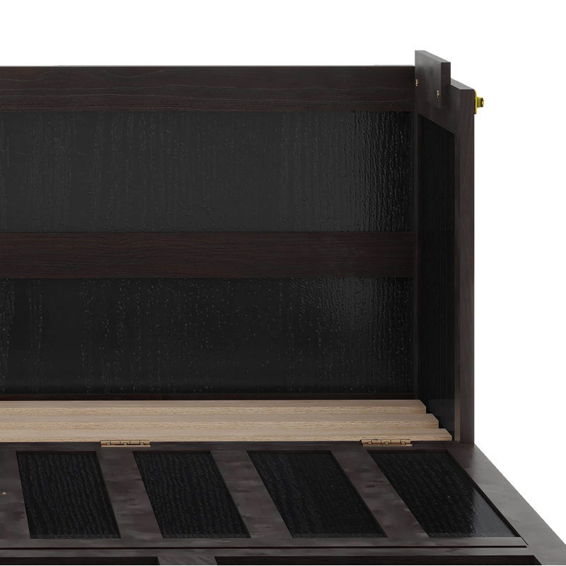 Wyncote Queen Size Murphy Bed, Solid Wood Murphy Bed Frame With USB Port And A Large Drawer, Espresso