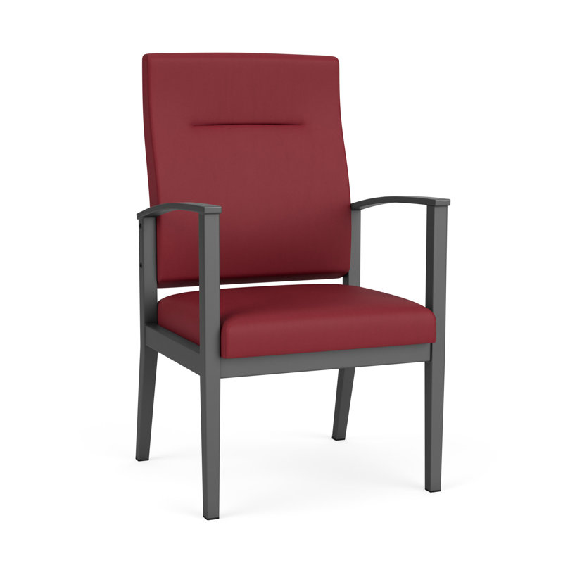 Chaise en métal Amherst, Gris anthracite, Vinyle Patriot Plus Bordeaux