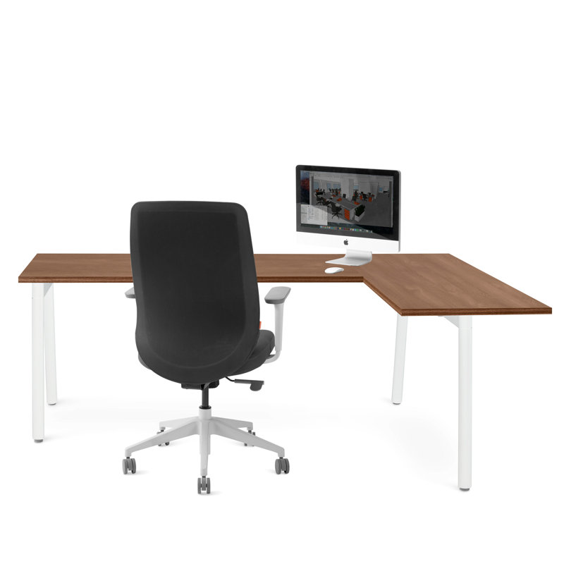 Bureau en coin Series A, LPL, Charbon / Blanc, Orienté à droite, H 29 po x l 56 po x P 79 po