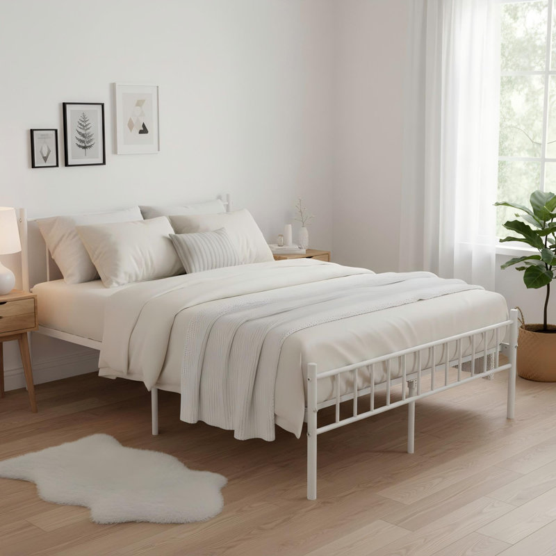 Antolina Metal Bed, Small Double (4'), White