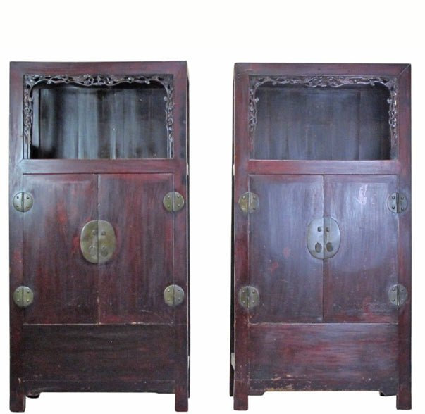Pair Antique Open-Shelf Display Cabinet