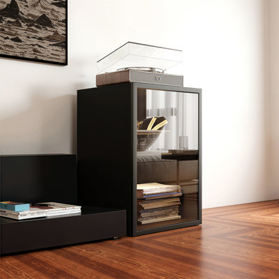 Armoire d'appoint moderne avec porte en verre et tablette de rangement intérieure