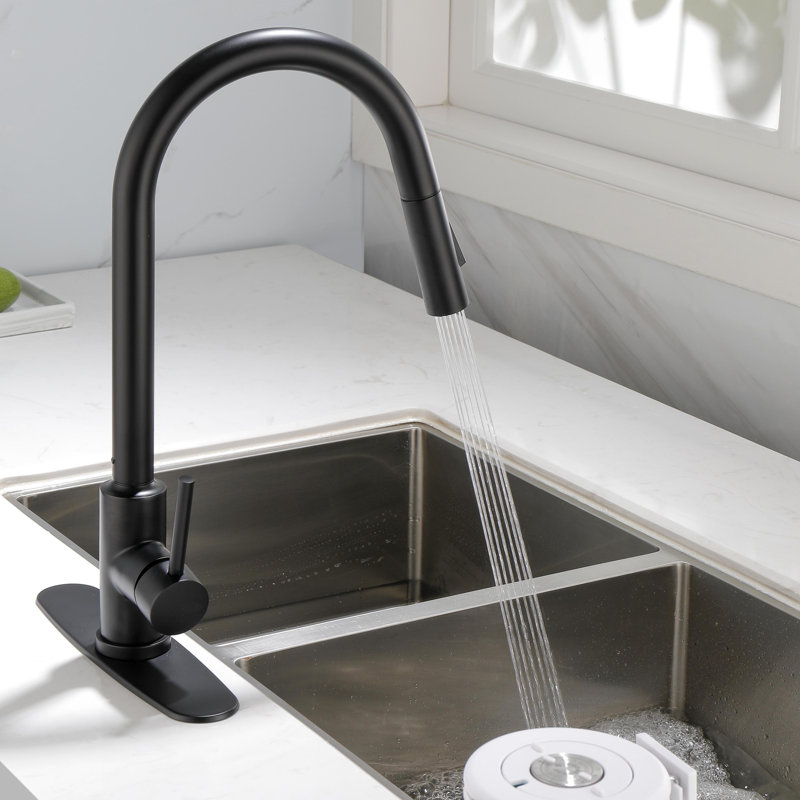KISRAIS Pull Down Kitchen Faucet, Matt Black
