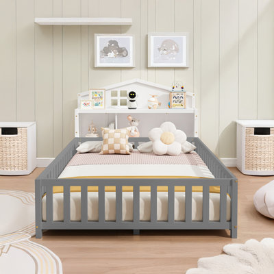 Headboard Storage Cabinet For Full-Size Montessori Floor Bed(Only Headboard)