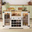 Buffet en bois avec plateau rabattable, porte-bouteilles, portes, tiroir, éclairage DEL et tablettes réglables-1635202053