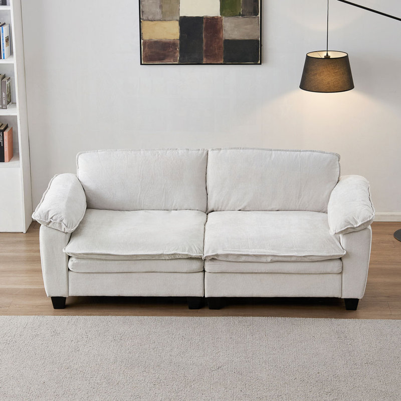 Grand canapé de luxe avec causeuse en chenille douce, Beige