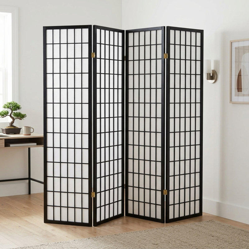 Cloison de style Shoji Niemann 70,5 pouces, 4, Noir