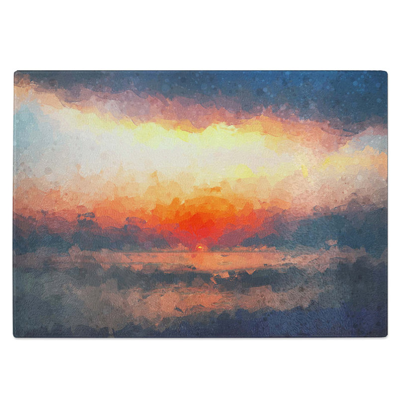 Tempered Glass Sunset in Long Beach California Chopping Board, 39 cm W x 28.5 cm L