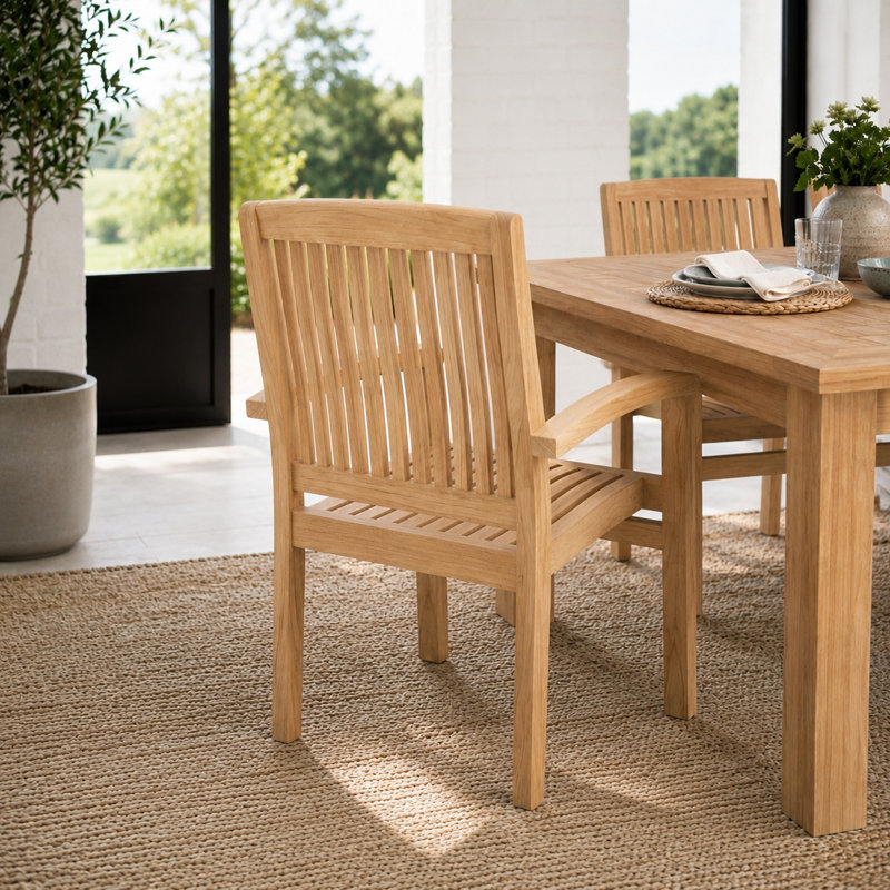 Ensemble de 2 fauteuils de patio en teck pour l'extérieur