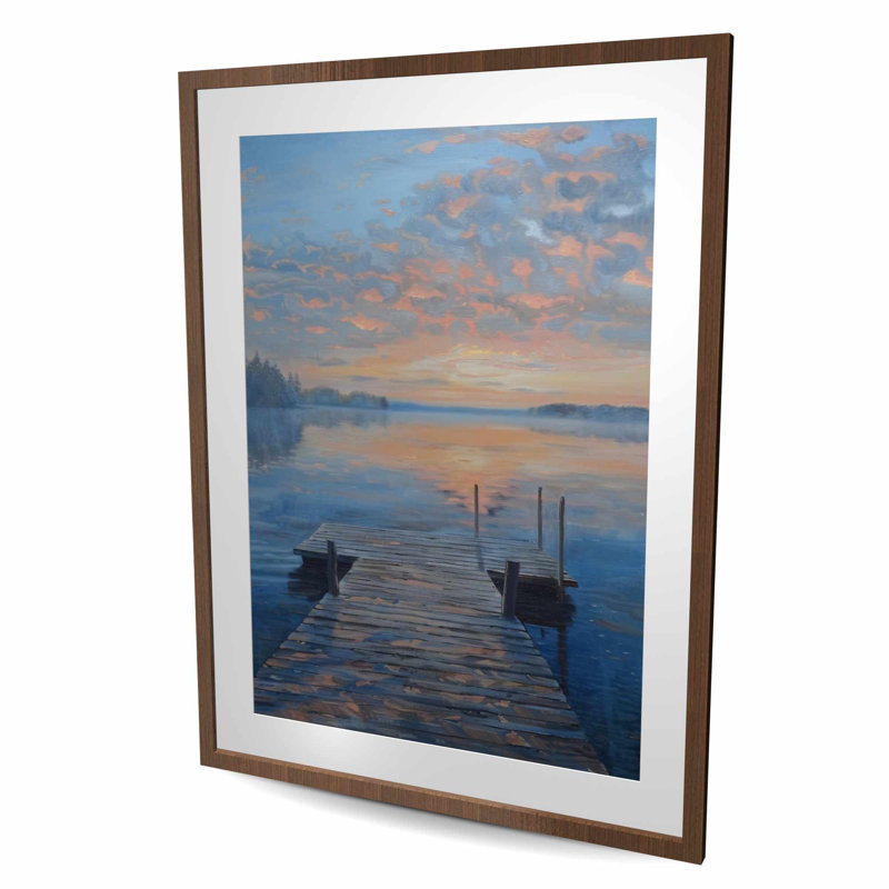 Calm dock - Beige Framed Matted Print for Home Decor