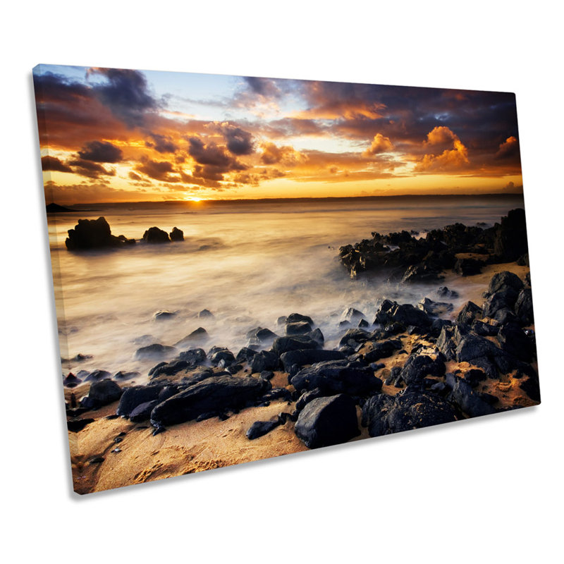 Sunset Mediterranean Beach - Wrapped Canvas Print, 30.5cm H x 45.7cm W x 2cm D