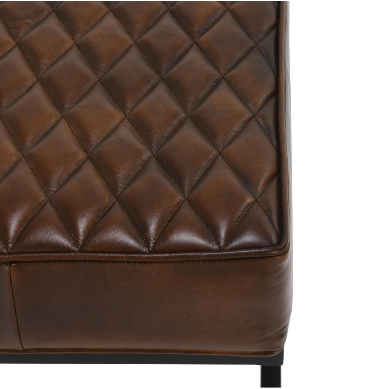 Tabouret brun en cuir brun Bruno